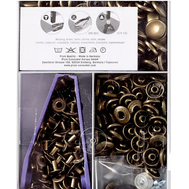Drukeri ANORAK 15mm 100kom Antique brass stari messing MULTIPAC sa alatom Slika 5